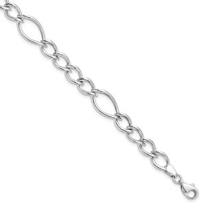 Leslies 10K White Gold Polished Link Bracelet